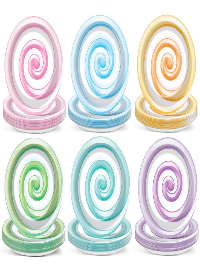 Oitnlaughter 48Pcs Christmas Pastel Candy Themed Paper Plates for Candyland Party Decorations 7" Pastel Lollipop Candy Disposable Rainbow Dinner Plates for Sweet Candy Birthday Baby Shower Party Supplies - Image 1